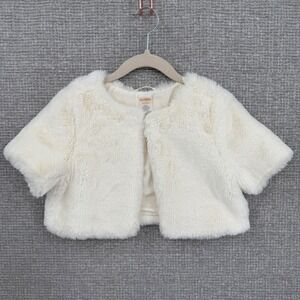 Gymboree Faux Fur Shrug Bolero Ivory‎ Cream White Kids Size S 5-6 Short Sleeve